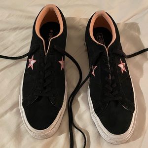 Converse, One Star, Chuck Taylor sneakers - black suede and pink, size 11